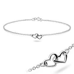 Double Heart Silver Anklets ANK-316